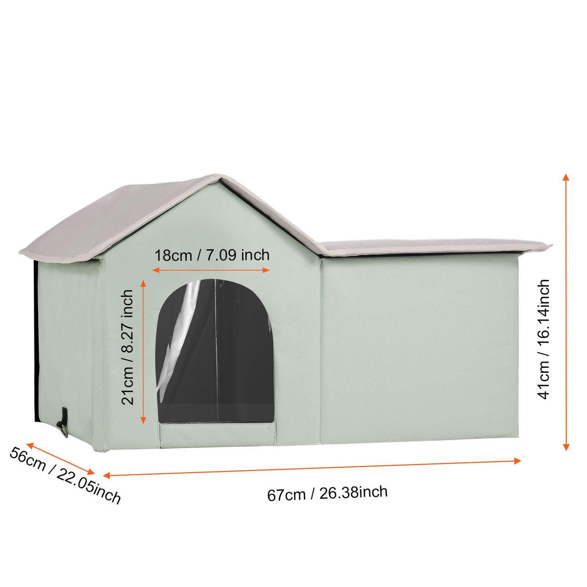 Heated Cat House, Outdoor Kitty Shelter with Adjustable Temperature and Timer, 600D Oxford Cloth Foldable Cat Shelter with Heated Pad for Winter to Stay Warm and Cozy, Green (Large)