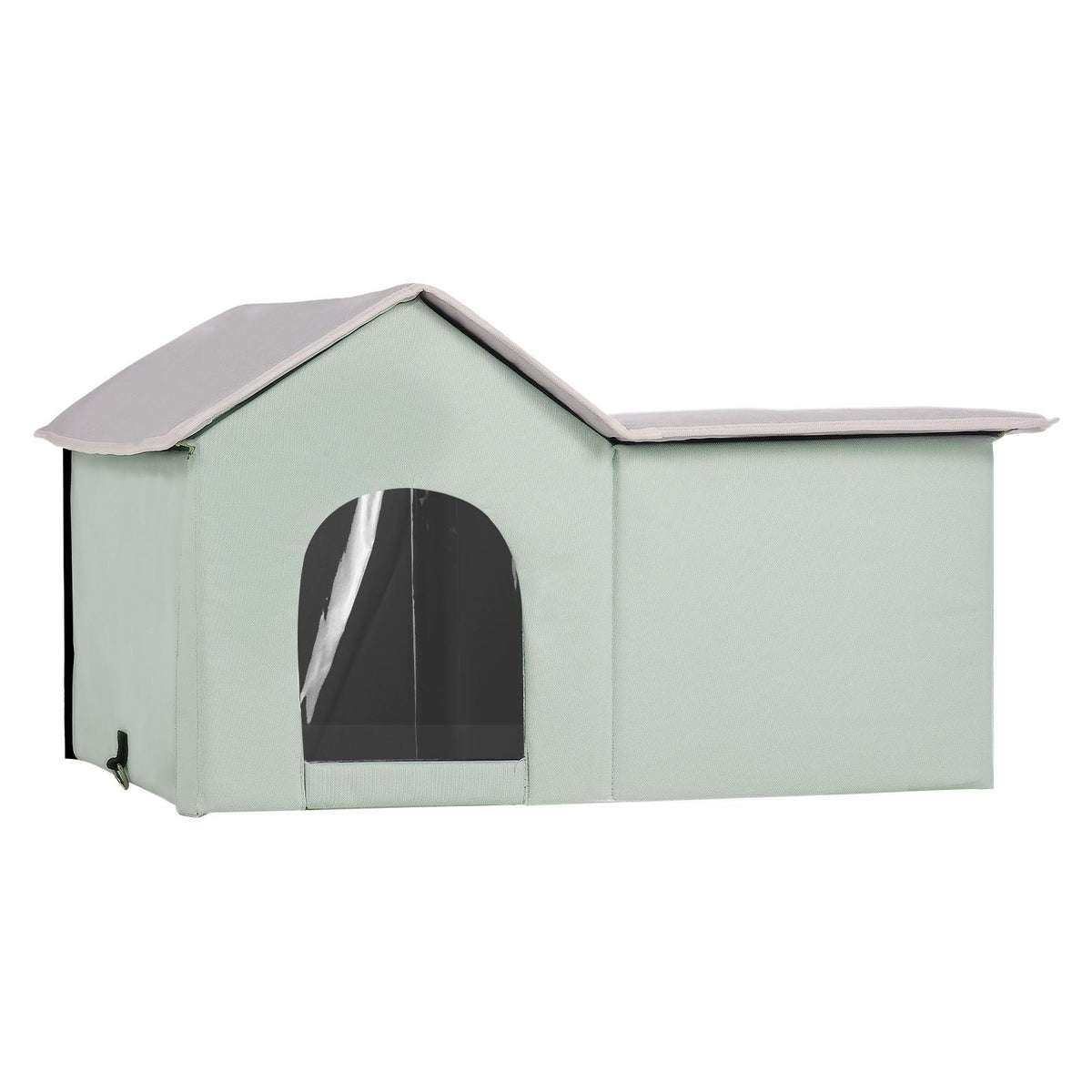 Heated Cat House, Outdoor Kitty Shelter with Adjustable Temperature and Timer, 600D Oxford Cloth Foldable Cat Shelter with Heated Pad for Winter to Stay Warm and Cozy, Green (Large)