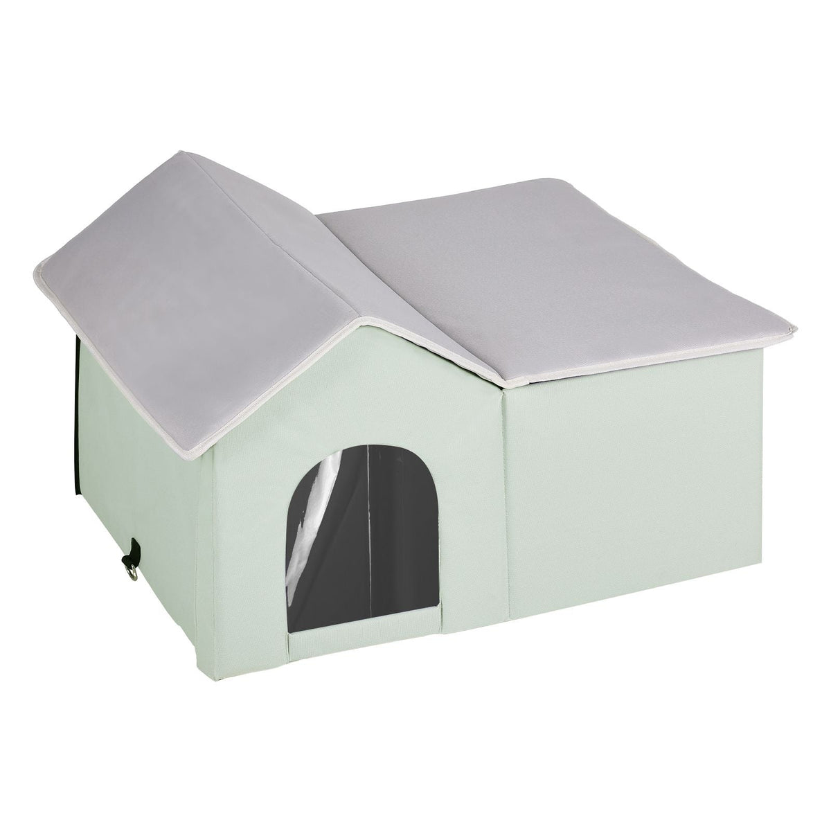Heated Cat House, Outdoor Kitty Shelter with Adjustable Temperature and Timer, 600D Oxford Cloth Foldable Cat Shelter with Heated Pad for Winter to Stay Warm and Cozy, Green (Large)