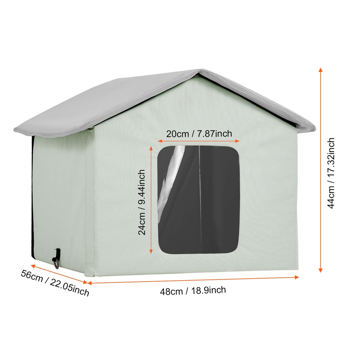Heated Cat House, Outdoor Kitty Shelter with Adjustable Temperature and Timer, 600D Oxford Cloth Foldable Cat Shelter with Heated Pad for Winter to Stay Warm and Cozy, Green (Middle)