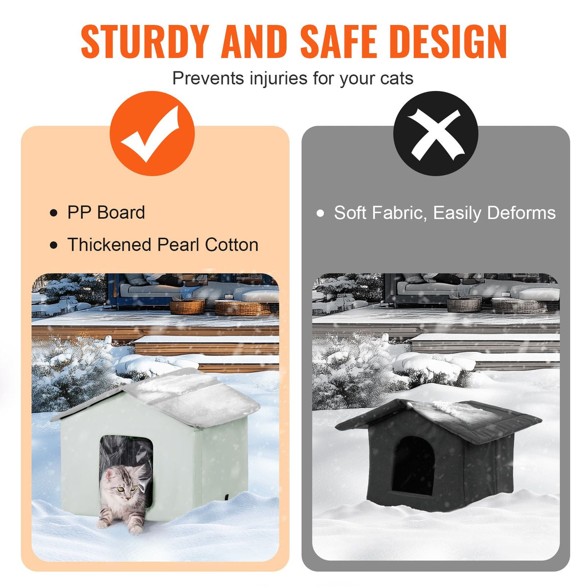 Heated Cat House, Outdoor Kitty Shelter with Adjustable Temperature and Timer, 600D Oxford Cloth Foldable Cat Shelter with Heated Pad for Winter to Stay Warm and Cozy, Green (Middle)