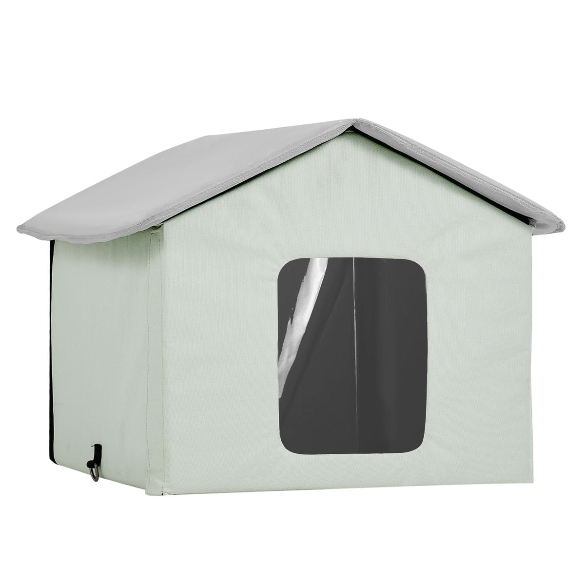 Heated Cat House, Outdoor Kitty Shelter with Adjustable Temperature and Timer, 600D Oxford Cloth Foldable Cat Shelter with Heated Pad for Winter to Stay Warm and Cozy, Green (Middle)