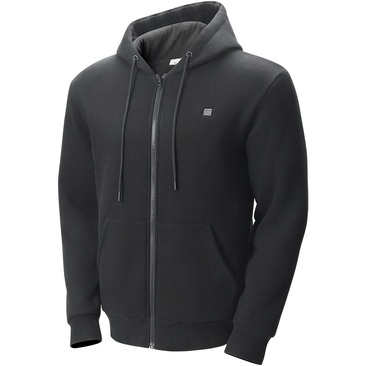 Heated Hoodie, Unisex Heated Sweatshirt with Battery Pack 7.4V, Zip Up Electric Jacket with 5 Heating Zones for Men & Women, Lightweight Warm Heated Outdoor Pullover for Camping, S Size Black
