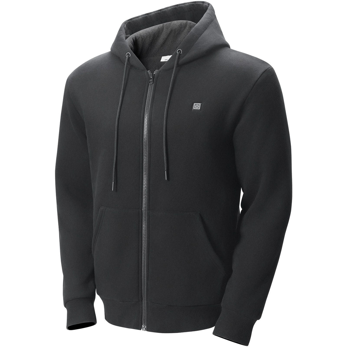 Heated Hoodie, Unisex Heated Sweatshirt with Battery Pack 7.4V, Zip Up Electric Jacket with 5 Heating Zones for Men & Women, Lightweight Warm Heated Outdoor Pullover for Camping, XL Size Black