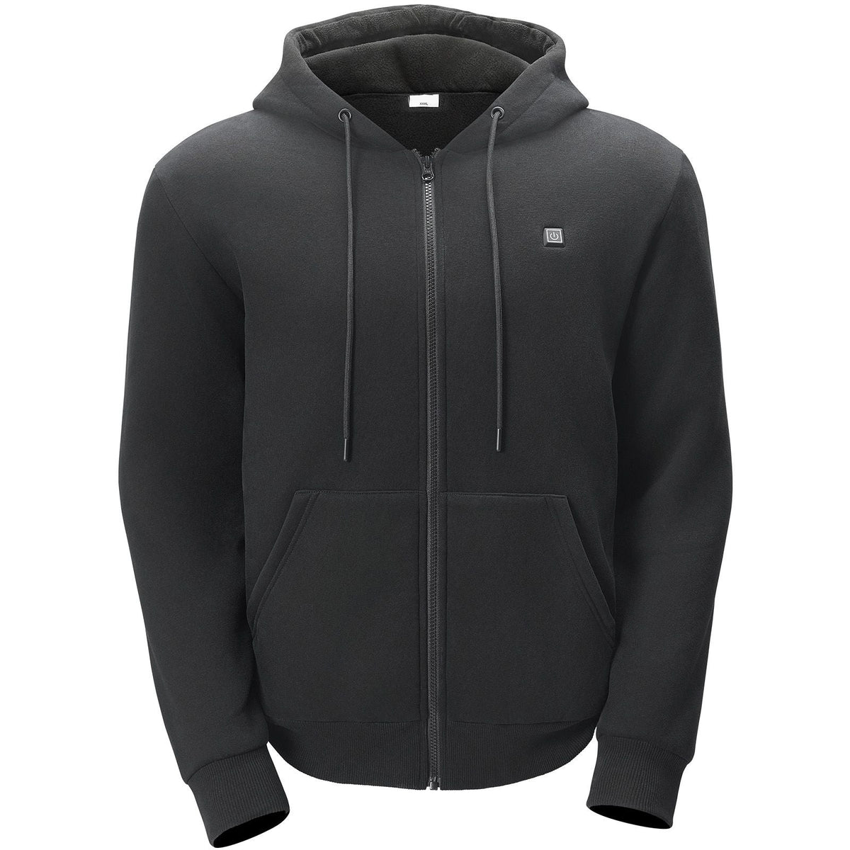 Heated Hoodie, Unisex Heated Sweatshirt with Battery Pack 7.4V, Zip Up Electric Jacket with 5 Heating Zones for Men & Women, Lightweight Warm Heated Outdoor Pullover for Camping, XL Size Black