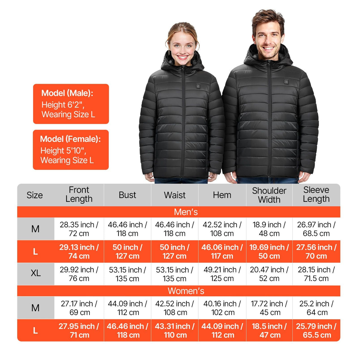 Heated Jacket for Men with 7.4V Battery, Soft Shell Electric Heating Coat, Windproof Lightweight Outerwear with 6 Heating Zones & 3 Heat Settings for Hiking, Outdoor Work, Black, L Size