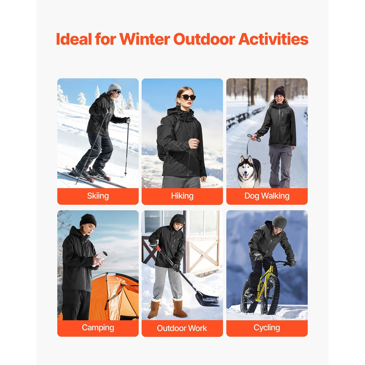 Heated Jacket for Men with 7.4V Battery, Soft Shell Electric Heating Coat, Windproof Waterproof Lightweight Outerwear with 5 Heating Zones & 3 Heat Settings, Machine Washable, XXL Size