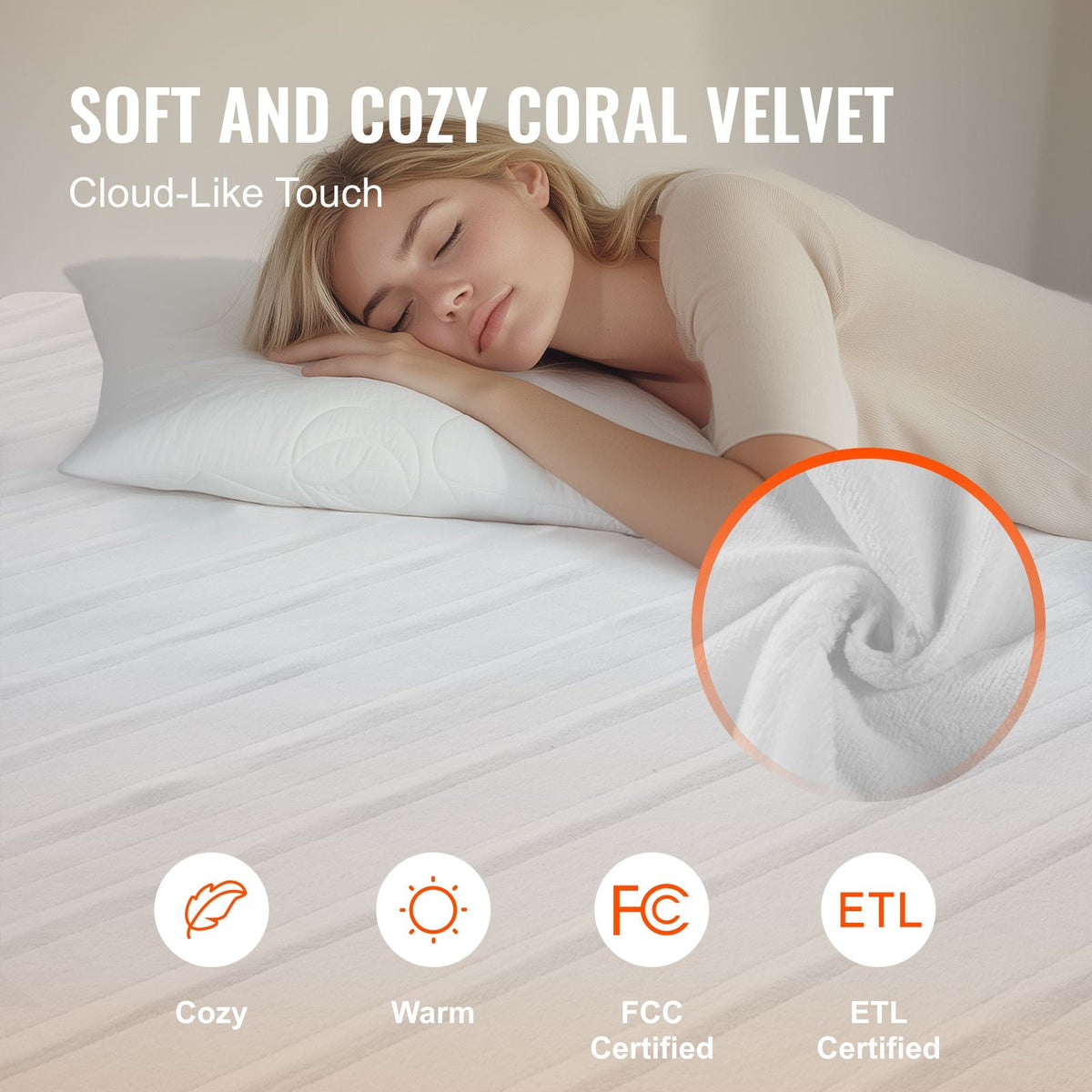 Heated Mattress Pad, 78 x 80 in, King Electric Bed Warmer with 1-5 Heat Settings Control, 10-Hour Auto Shut Off, Machine-Wash Breathable Coral Fleece Heating Electric Mattress Sheets, White