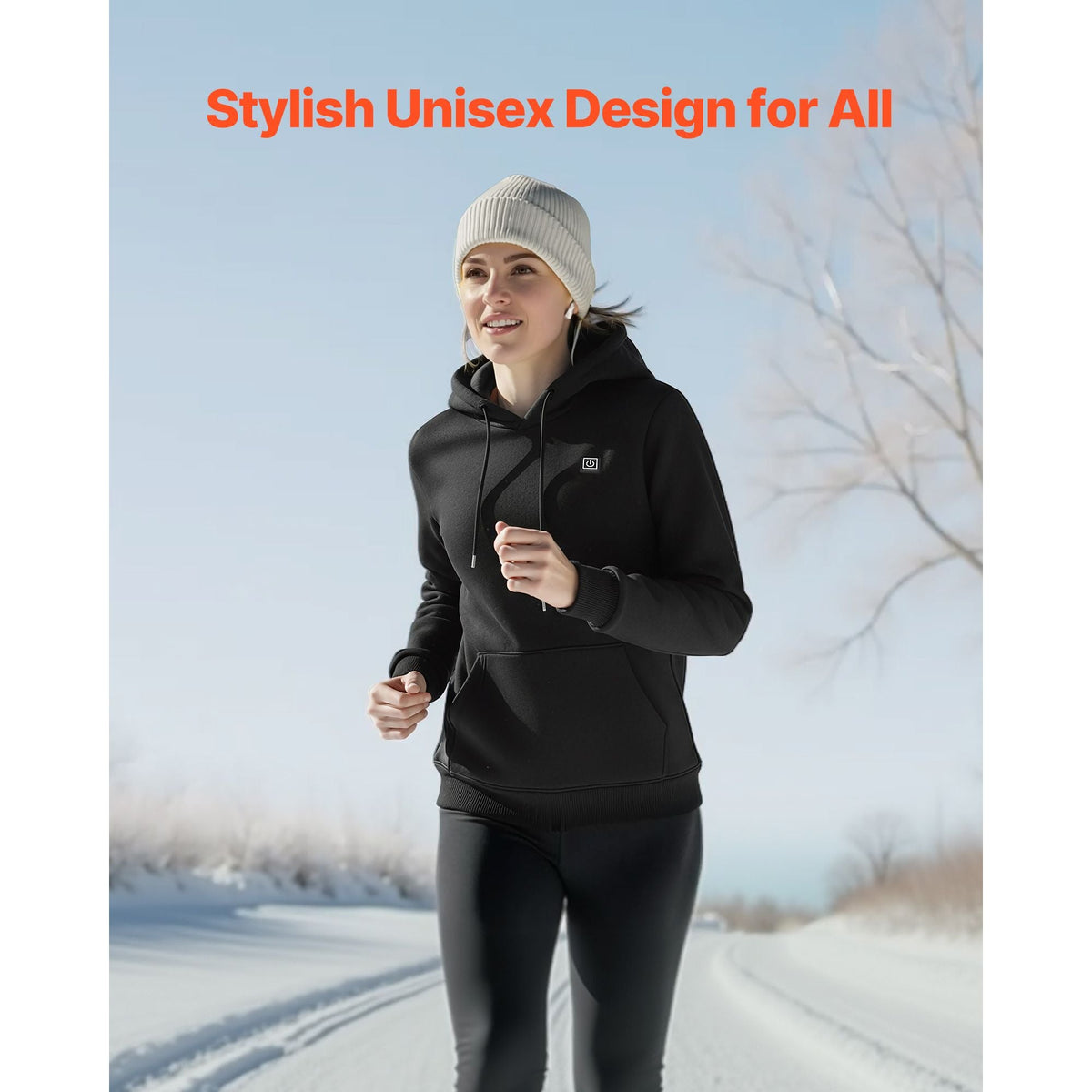 Heated Sweatshirt Hoodie for Men Women, Heated Jacket Unisex with 7.4V 16000mAh Rechargeable Power Bank Pack, 5 Heating Zones, 3 Temp Levels, 4-8H Warmth, for Winter Outdoor Camping, Black, M Size