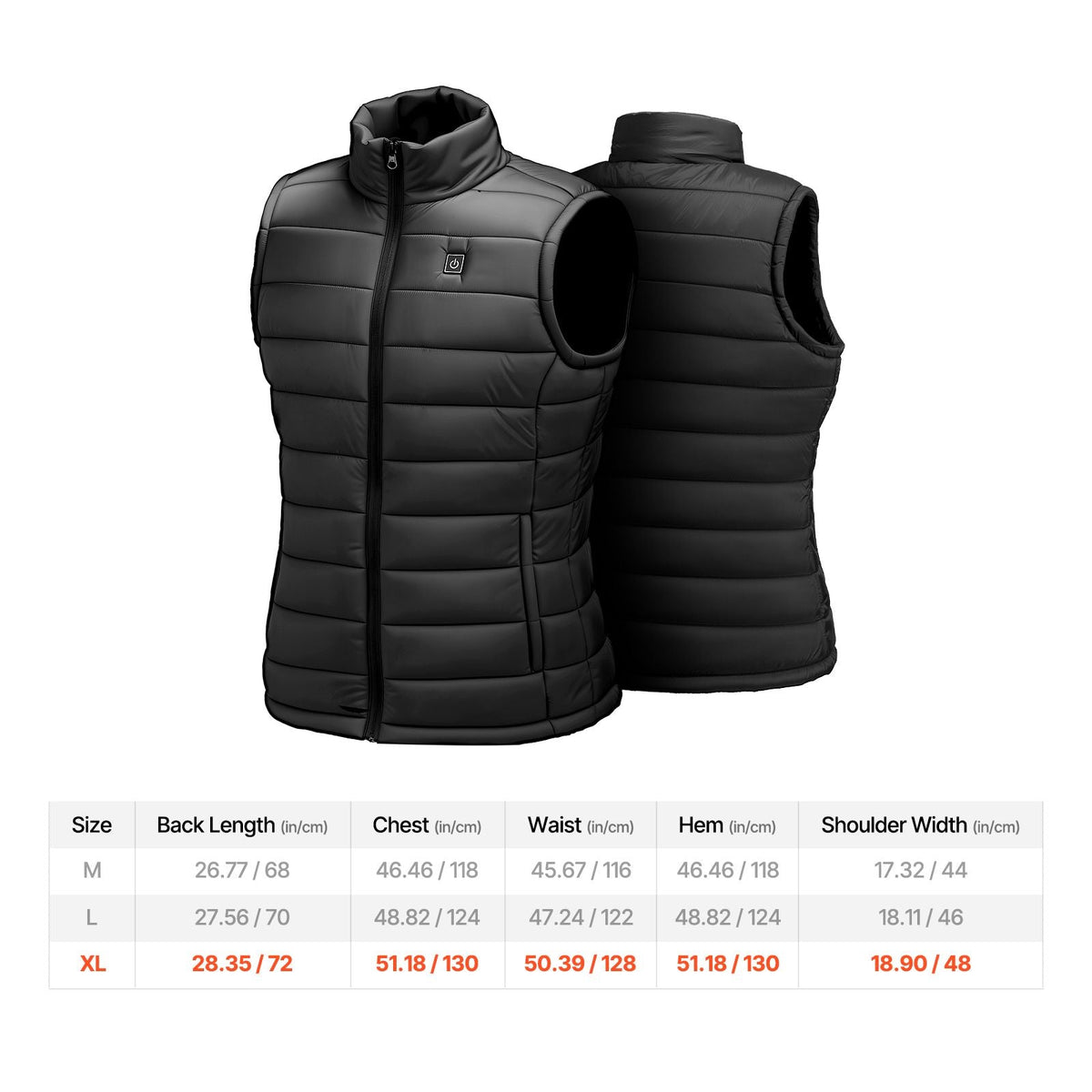 Heated Vest, Men Electric Heating Vest with 16000 mAh Battery Pack, 8 Heating Zones Lightweight Rechargeable Winter-Vest with 3 Levels, for Outdoor Hiking Camping Fishing Skiing, Size XL
