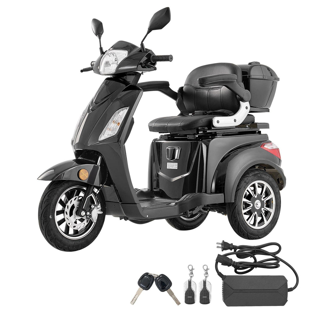 Heavy Duty 3-Wheel Mobility Scooters for Seniors & Adults, 500lbs Capacity, 21.5 Miles 3-Speed Long Range, 1000W All Terrain Electric Recreational Scooter Wheelchair, 20° Max Climbing Capacity