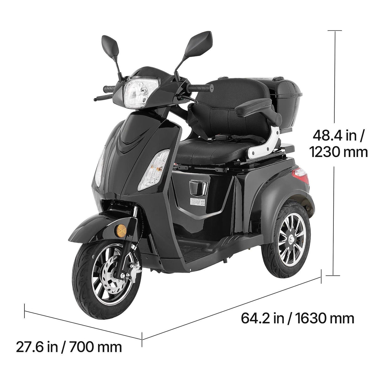 Heavy Duty 3-Wheel Mobility Scooters for Seniors & Adults, 500lbs Capacity, 21.5 Miles 3-Speed Long Range, 1000W All Terrain Electric Recreational Scooter Wheelchair, 20° Max Climbing Capacity