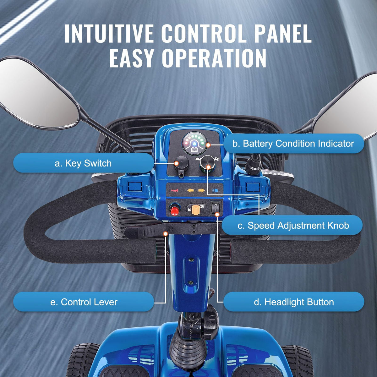 Heavy-Duty 4 Wheel Mobility Scooter for Adults & Seniors - Folding Electric Powered Mobility Scooter & 12 Mile Long Range, All Terrain Travel Scooter with 9° Climbing Capacity, 265lb Capacity