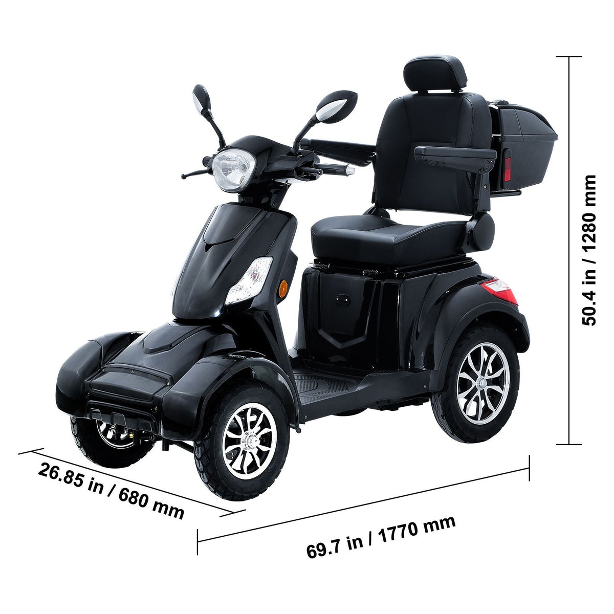 Heavy Duty 4-Wheel Mobility Scooters for Seniors & Adults 500lbs Capacity - 31 Miles 3-Speed Long Range, 800W All Terrain Electric Recreational Scooter Wheelchair with 25° Max Climbing Capacity
