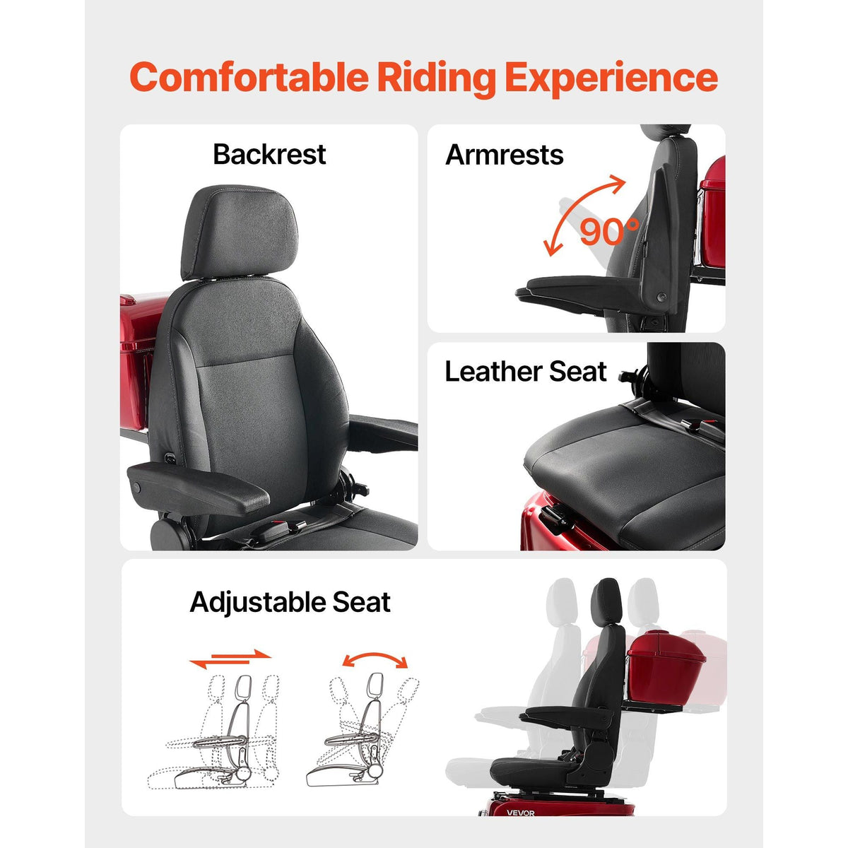 Heavy Duty 4-Wheel Mobility Scooters for Seniors & Adults, 500lbs Capacity, 21.5 Miles 3-Speed Long Range, 1000W All Terrain Electric Recreational Scooter Wheelchair, 20° Max Climbing Capacity