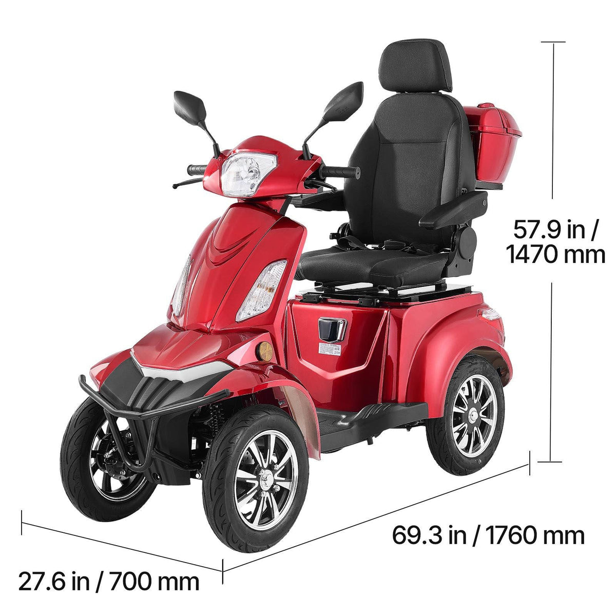 Heavy Duty 4-Wheel Mobility Scooters for Seniors & Adults, 500lbs Capacity, 21.5 Miles 3-Speed Long Range, 1000W All Terrain Electric Recreational Scooter Wheelchair, 20° Max Climbing Capacity