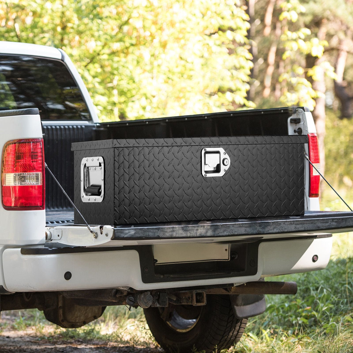 Heavy Duty Aluminum Truck Bed Tool Box, Diamond Plate Tool Box with Side Handle and Lock Keys, Storage Tool Box Chest Box Organizer for Pickup, RV, Trailer, Truck Bed, 30"x13"x9.6", Black
