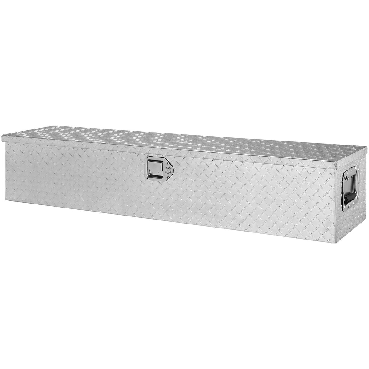 Heavy Duty Aluminum Truck Bed Tool Box, Diamond Plate Tool Box with Side Handle and Lock Keys, Storage Tool Box Chest Box Organizer for Pickup, Truck Bed, RV, Trailer, 48"x15"x15", Silver