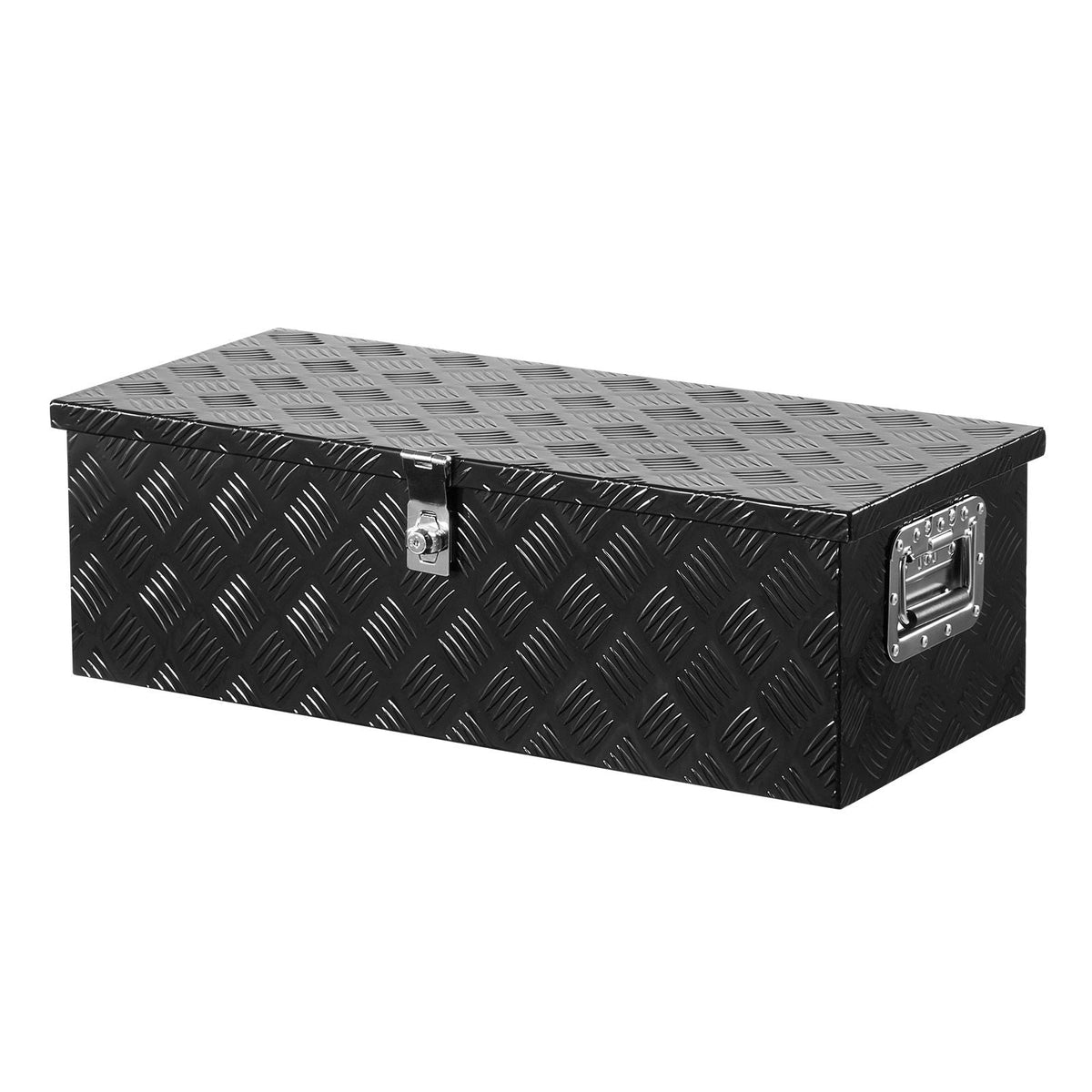 Heavy Duty Aluminum Truck Bed Tool Box, Stripes Plated Tool Box with Side Handle and Lock Keys, Storage Toolbox Chest Organizer for Trailer, Pickup, Truck Bed, RV, 30"x13"x9.6", Black