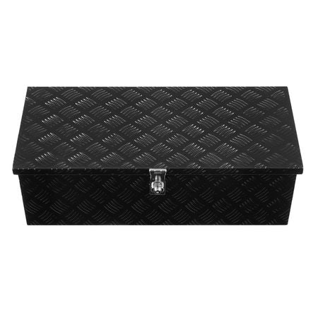 Heavy Duty Aluminum Truck Bed Tool Box, Stripes Plated Tool Box with Side Handle and Lock Keys, Storage Toolbox Chest Organizer for Trailer, Pickup, Truck Bed, RV, 30"x13"x9.6", Black