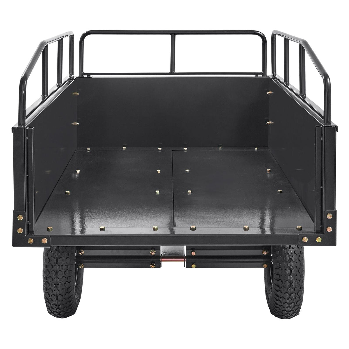 Heavy Duty ATV Trailer Steel Dump Cart, 750-Pound 15 Cubic Feet, Garden Utility Trailer with Removable Sides for Riding Lawn Mower Tractor
