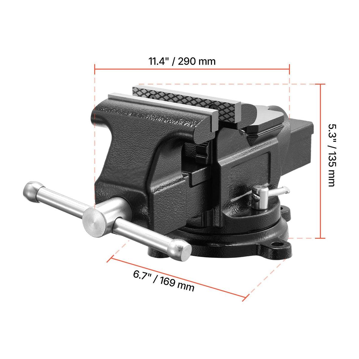 Heavy Duty Bench Vise, 4" Jaw Width, Multi-Purpose Ductile Iron Bench Vise with Anvil and 360-Degree Locking Swivel Base, 2.24" Throat Depth, 4.7" Max Jaw Opening, for Drilling, Pipe Cutting