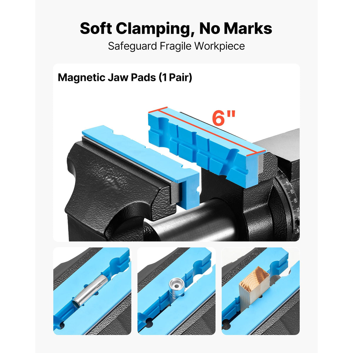 Heavy Duty Bench Vise, 5.5" Jaw Width, Double Swivel Rotating Multi-Purpose Bench Vise, with 360° Locking Swivel Base and Head, 2.76" Throat Depth, 5" Max Jaw Opening, for Drilling Pipe Cutting