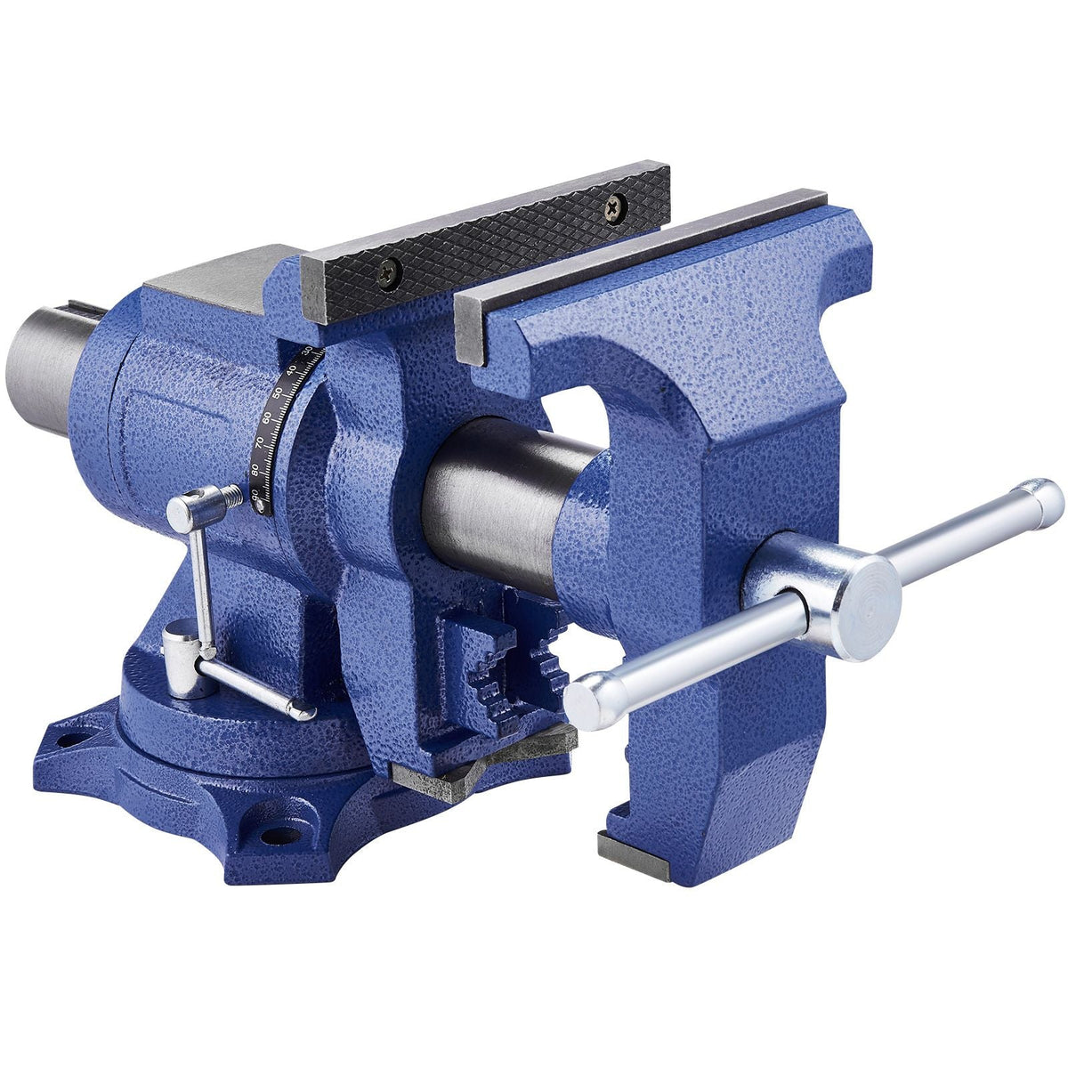 Heavy Duty Bench Vise, 6-1/2" Jaw Width, 5" Max Jaw Opening Multi-Purpose Ductile Iron Bench Vise with Anvil, 360° Swivel Base Head, 3" Throat, 5620 lbs Clamp Force