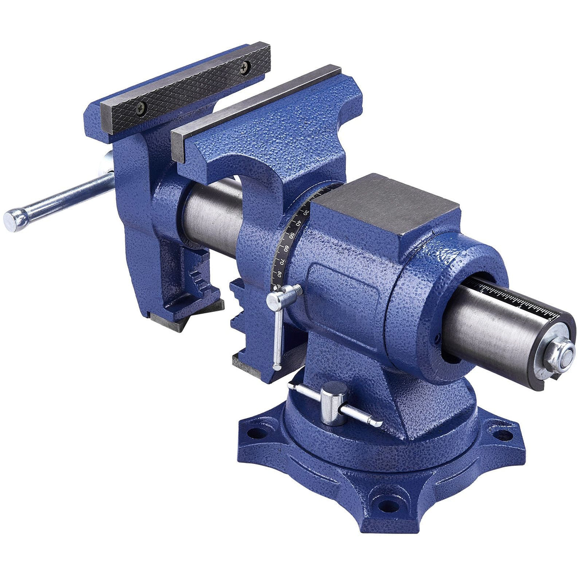 Heavy Duty Bench Vise, 6-1/2" Jaw Width, 5" Max Jaw Opening Multi-Purpose Ductile Iron Bench Vise with Anvil, 360° Swivel Base Head, 3" Throat, 5620 lbs Clamp Force