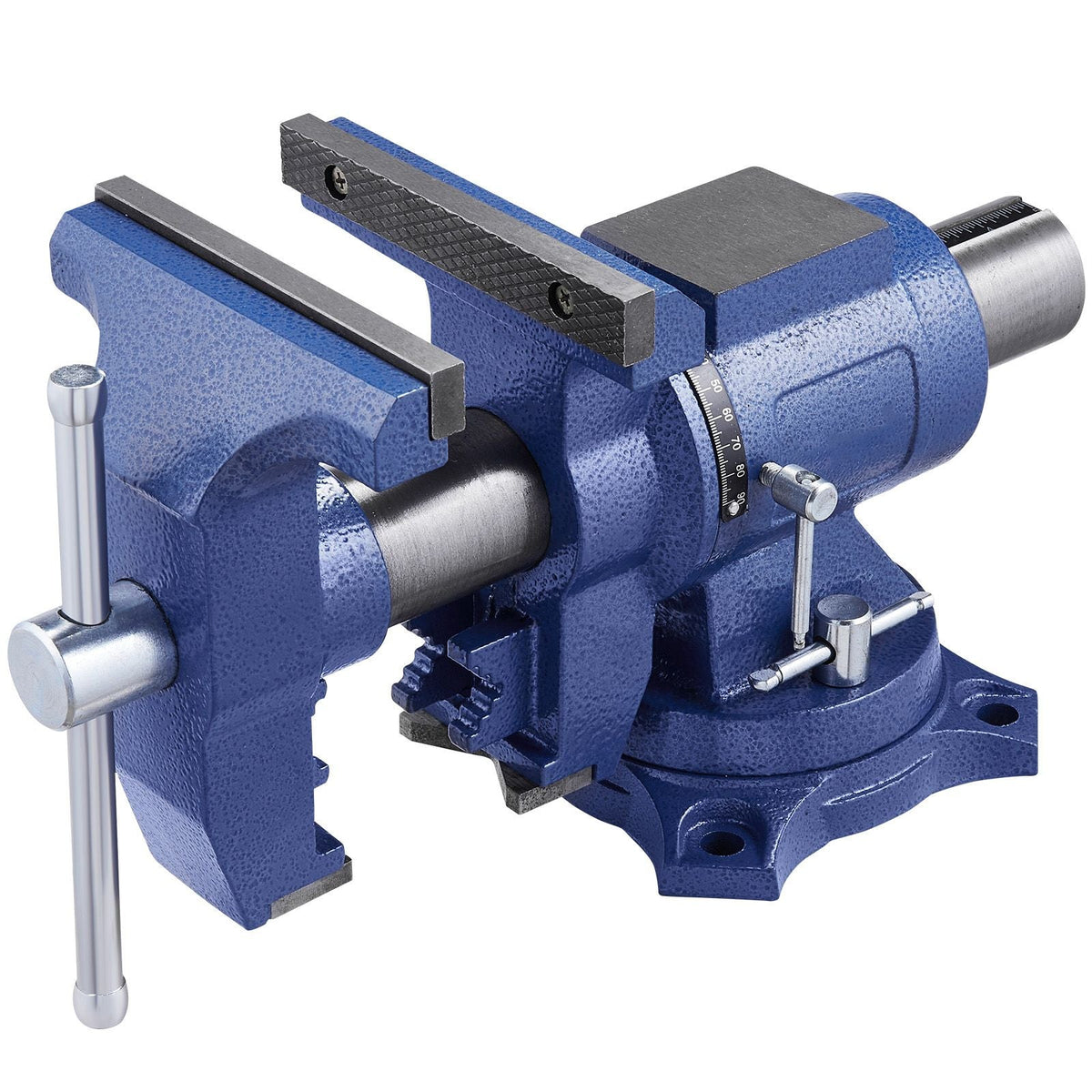 Heavy Duty Bench Vise, 6-1/2" Jaw Width, 5" Max Jaw Opening Multi-Purpose Ductile Iron Bench Vise with Anvil, 360° Swivel Base Head, 3" Throat, 5620 lbs Clamp Force