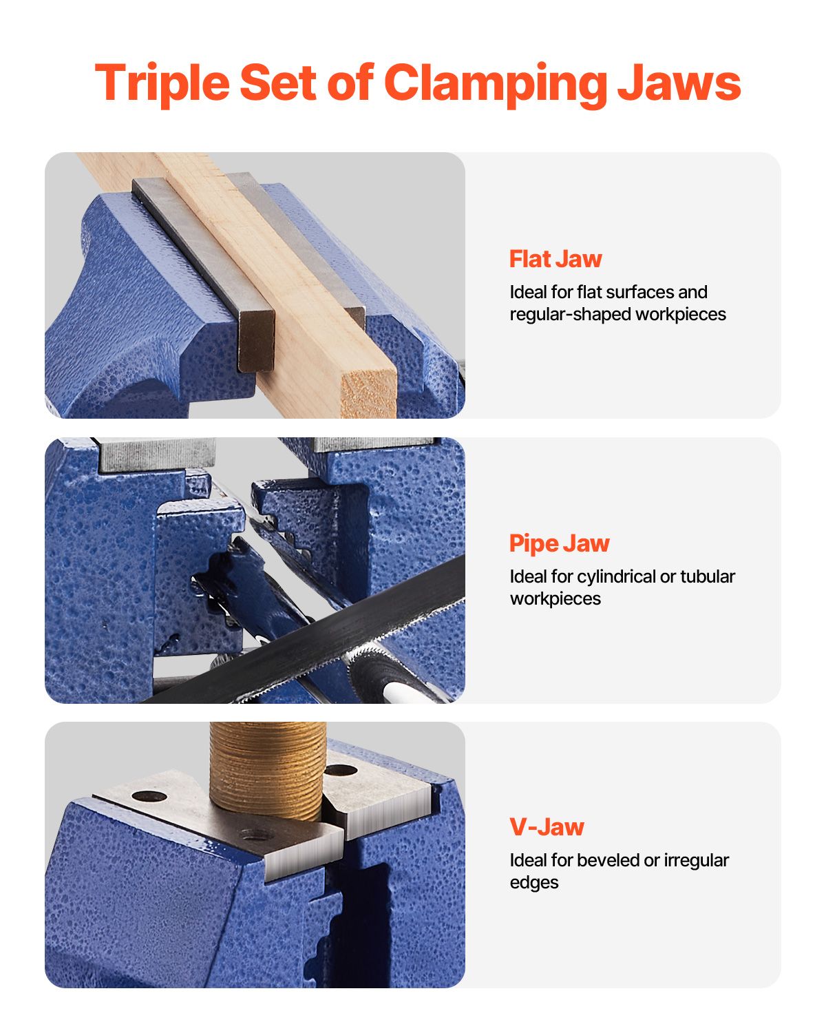 Heavy Duty Bench Vise, 6-1/2" Jaw Width, 5" Max Jaw Opening Multi-Purpose Ductile Iron Bench Vise with Anvil, 360° Swivel Base Head, 3" Throat, 5620 lbs Clamp Force
