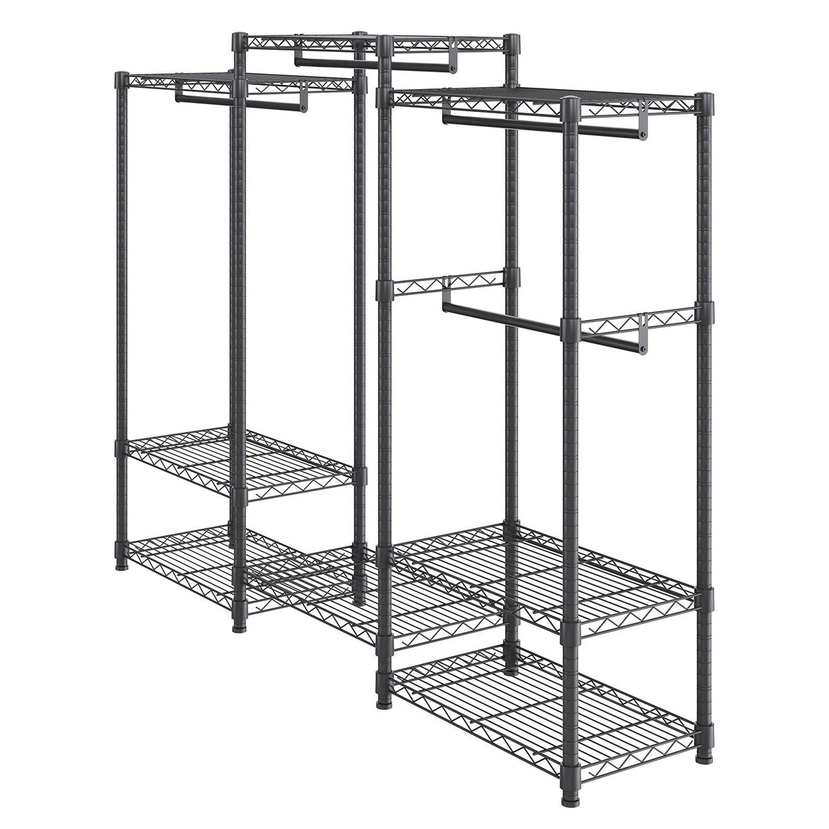 Heavy Duty Clothes Rack, Rolling Clothing Garment Rack with 4 Hang Rods & 8 Storage Tiers, Adjustable Custom Closet Rack, Freestanding Wardrobe for Hanging Clothes, 800 lbs Load Capacity