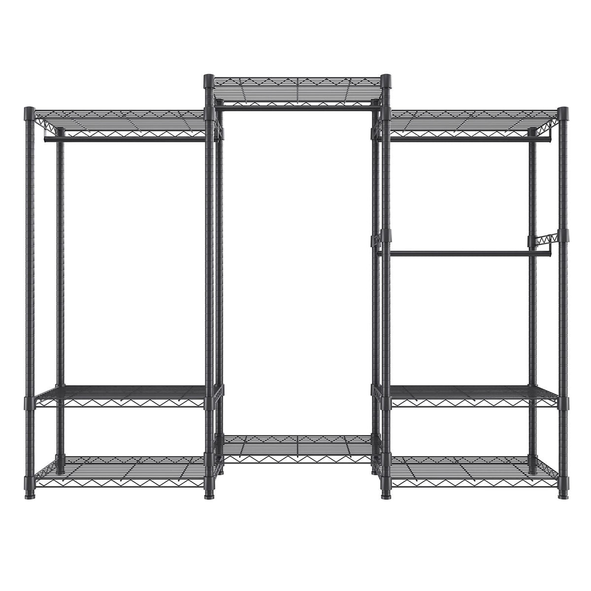 Heavy Duty Clothes Rack, Rolling Clothing Garment Rack with 4 Hang Rods & 8 Storage Tiers, Adjustable Custom Closet Rack, Freestanding Wardrobe for Hanging Clothes, 800 lbs Load Capacity