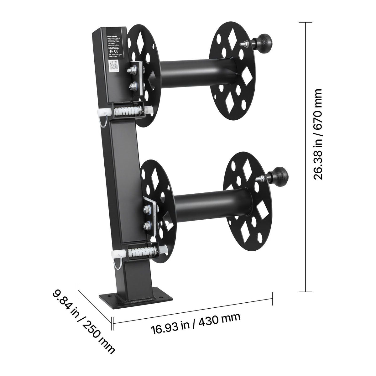 Heavy Duty Double Welding Cable Reel, Welding Cable Lead Reels for 150FT 1/0 & 125FT 2/0 Cable, Powder-Coated Steel Reel with Locking Pin for Service Trucks, Fleet Maintenance, Jobsites