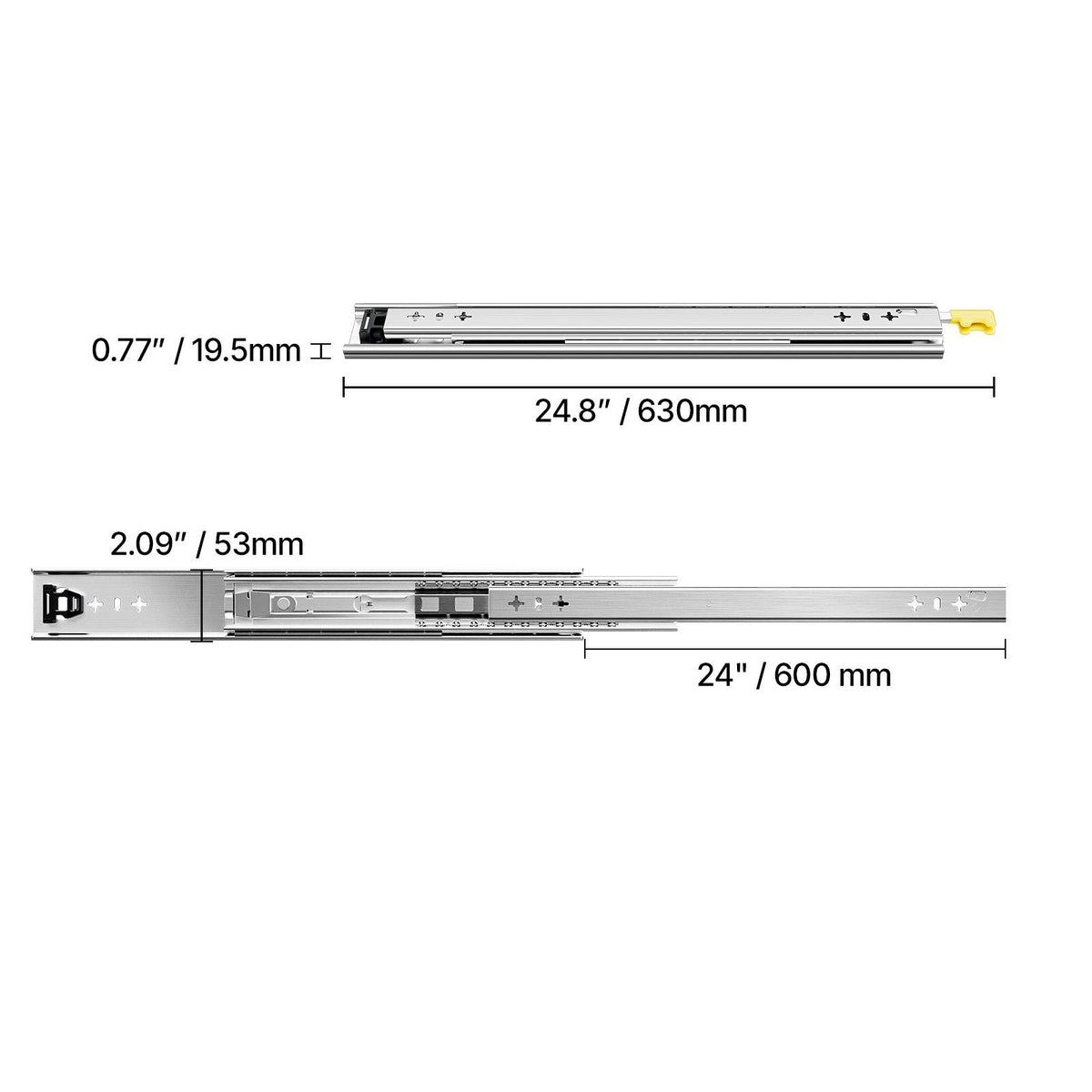Heavy Duty Drawer Slides 16inch, 1 Pair Locking Drawer Slides 250lbs Load Capacity, Side Mount Ball Bearing, 3-Fold Full Extension
