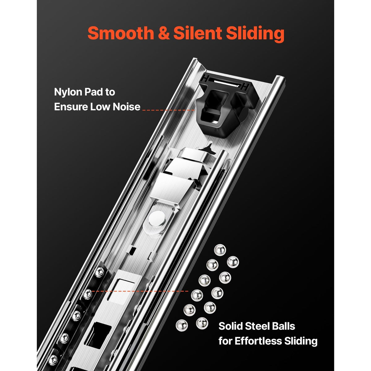 Heavy Duty Drawer Slides 18inch, 1 Pair Locking Drawer Slides 250lbs Load Capacity, Side Mount Ball Bearing, 3-Fold Full Extension