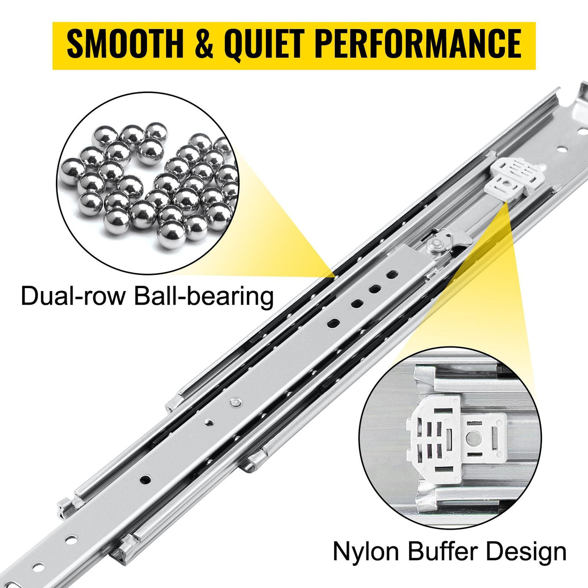 Heavy Duty Drawer Slides 22" Length, Locking Drawer Slides 500lbs Load Capacity Full Extension Drawer Slide 1 Pair Side Mount Ball Bearing Drawer Glides Cabinet Industrial Shelf