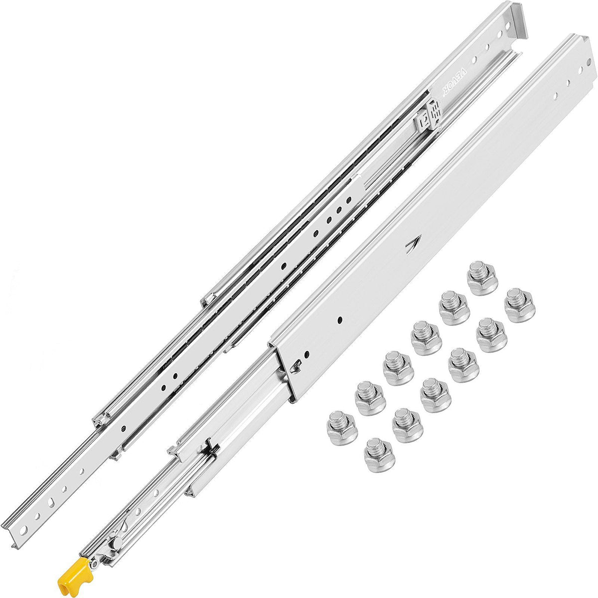 Heavy Duty Drawer Slides 36\" Length, Locking Drawer Slides 500lbs Load Capacity Long Full Extension Drawer Slide 1 Pair Side Mount Ball Bearing Drawer Glides Push to Open Drawer Runners Rail