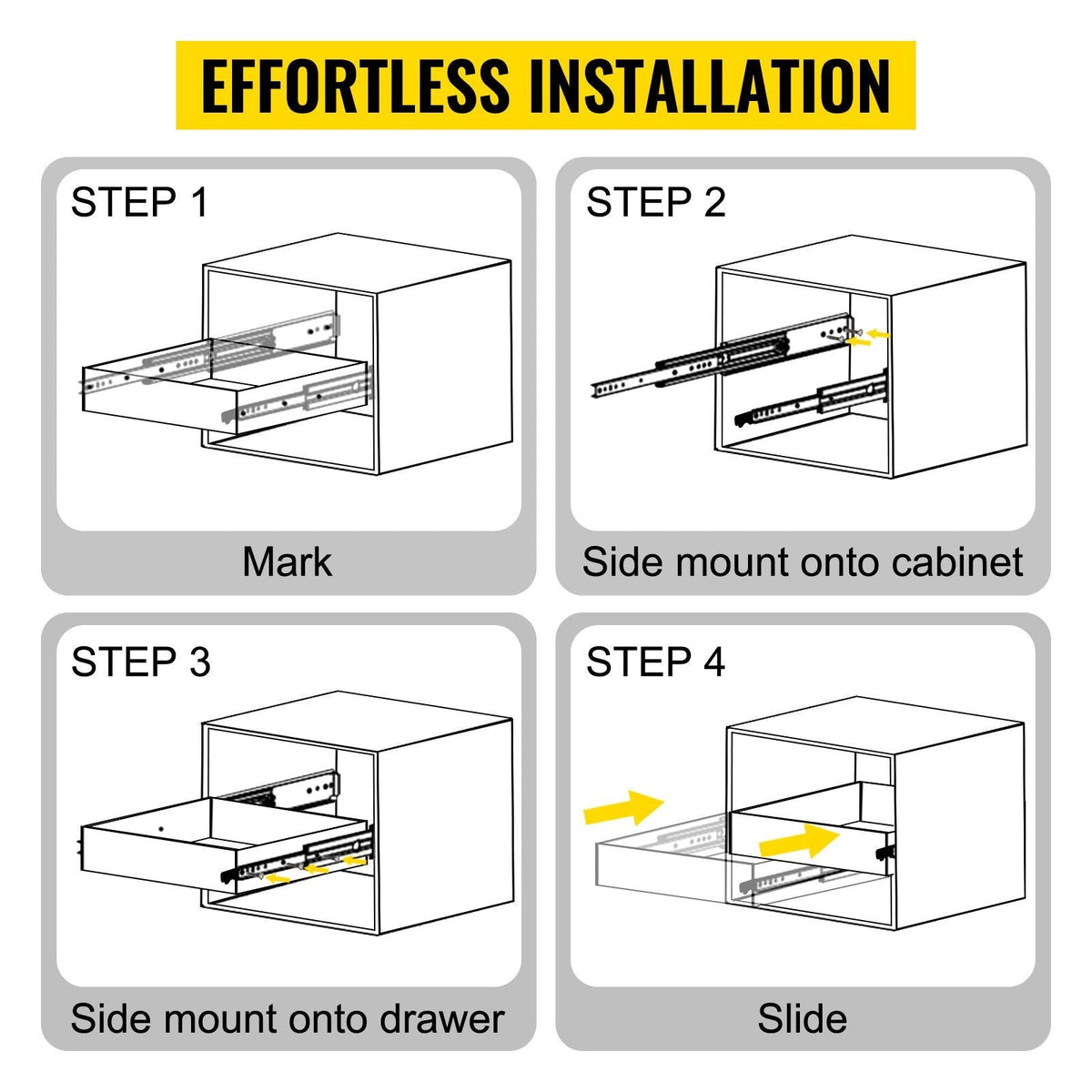 Heavy Duty Drawer Slides 40\" Length, Locking Drawer Slides 500lbs Load Capacity Long Full Extension Drawer Slide 1 Pair Side Mount Ball Bearing Drawer Glides Push to Open Drawer Runners Rail