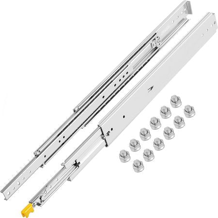 Heavy Duty Drawer Slides 40\" Length, Locking Drawer Slides 500lbs Load Capacity Long Full Extension Drawer Slide 1 Pair Side Mount Ball Bearing Drawer Glides Push to Open Drawer Runners Rail