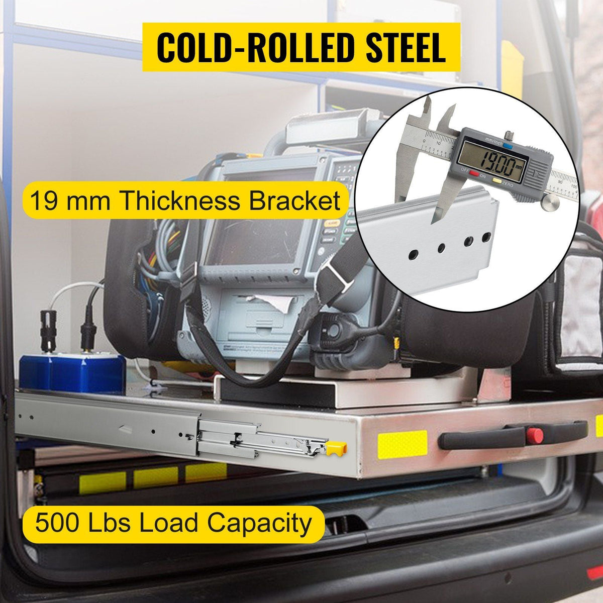 Heavy Duty Drawer Slides 40\" Length, Locking Drawer Slides 500lbs Load Capacity Long Full Extension Drawer Slide 1 Pair Side Mount Ball Bearing Drawer Glides Push to Open Drawer Runners Rail
