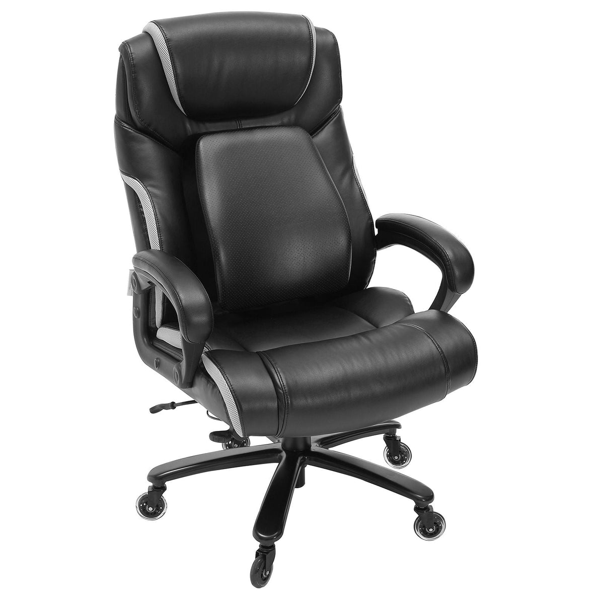 Heavy Duty Executive Office Chair with Cutting-edge Adjustable Lumbar Support for Long Hours, Big and Tall 400lbs Office Chair, Wide Thick Padded Strong Metal Base Quiet Wheels