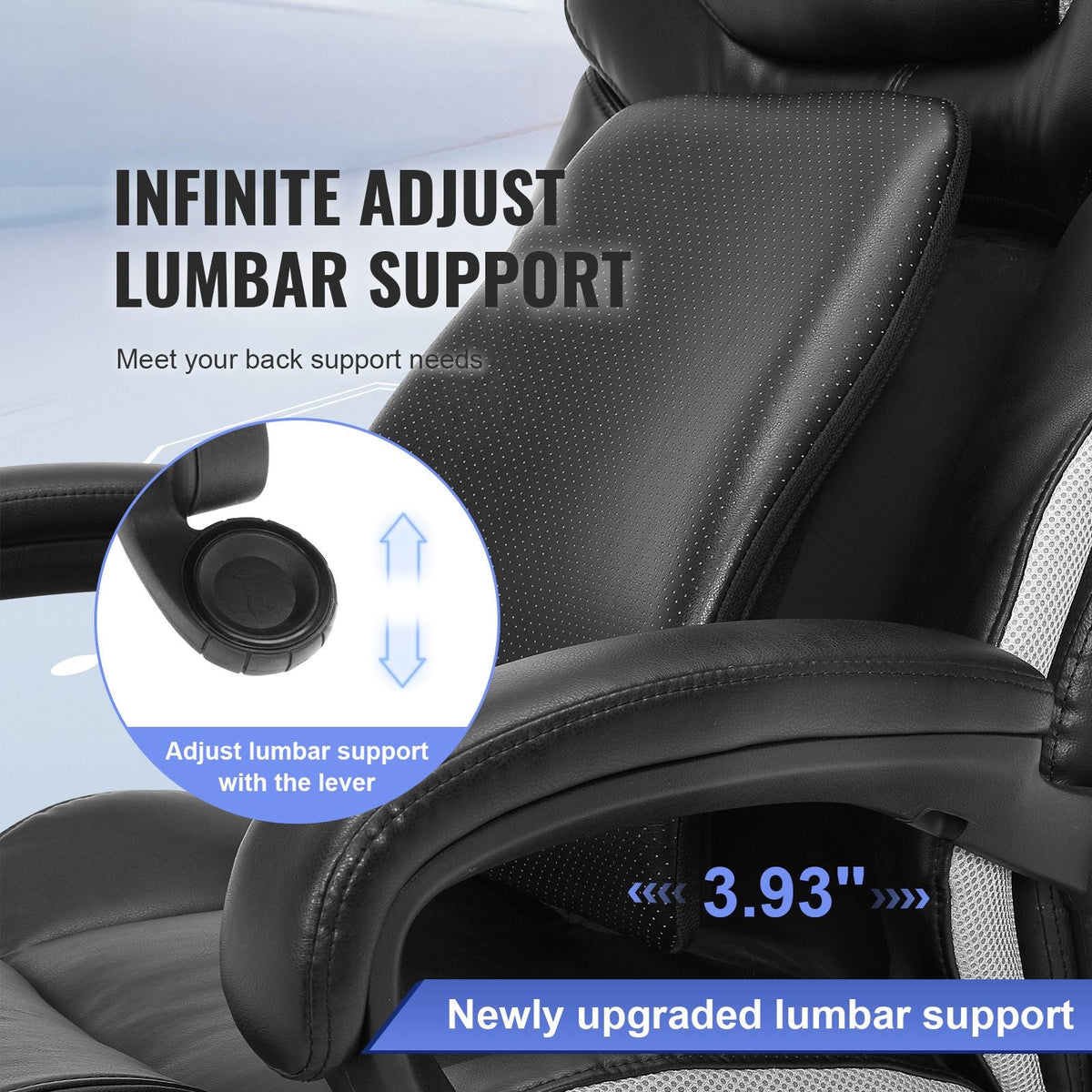 Heavy Duty Executive Office Chair with Cutting-edge Adjustable Lumbar Support for Long Hours, Big and Tall 400lbs Office Chair, Wide Thick Padded Strong Metal Base Quiet Wheels