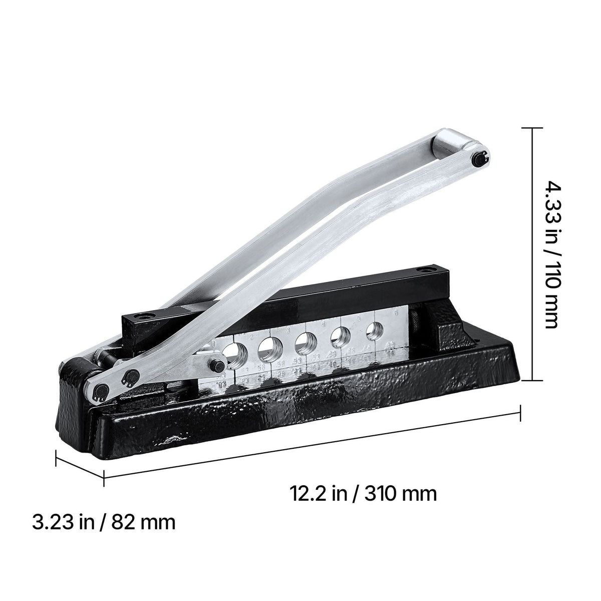 Heavy Duty Hose Ferrule Crimping Tool, Standard Bench Hose Crimper with 5 Die Holes & 0.44"-0.63" Crimping Range for PVC Rubber Hoses, Air Hoses Crimping Repair Kit (Ferrules Not Included)