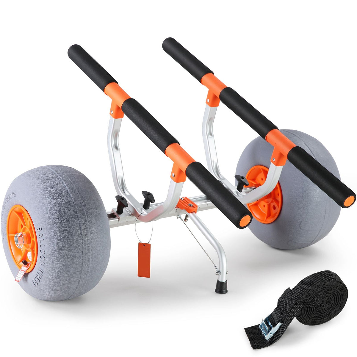 Heavy Duty Kayak Cart, Foldable Canoe Trolley Cart with 12'' Tires, Adjustable Width 6.69"-17.32",350 Lb Weight Capacity Kayak Trolley for Kayaks Canoes Paddleboards Float Mats Jon Boats