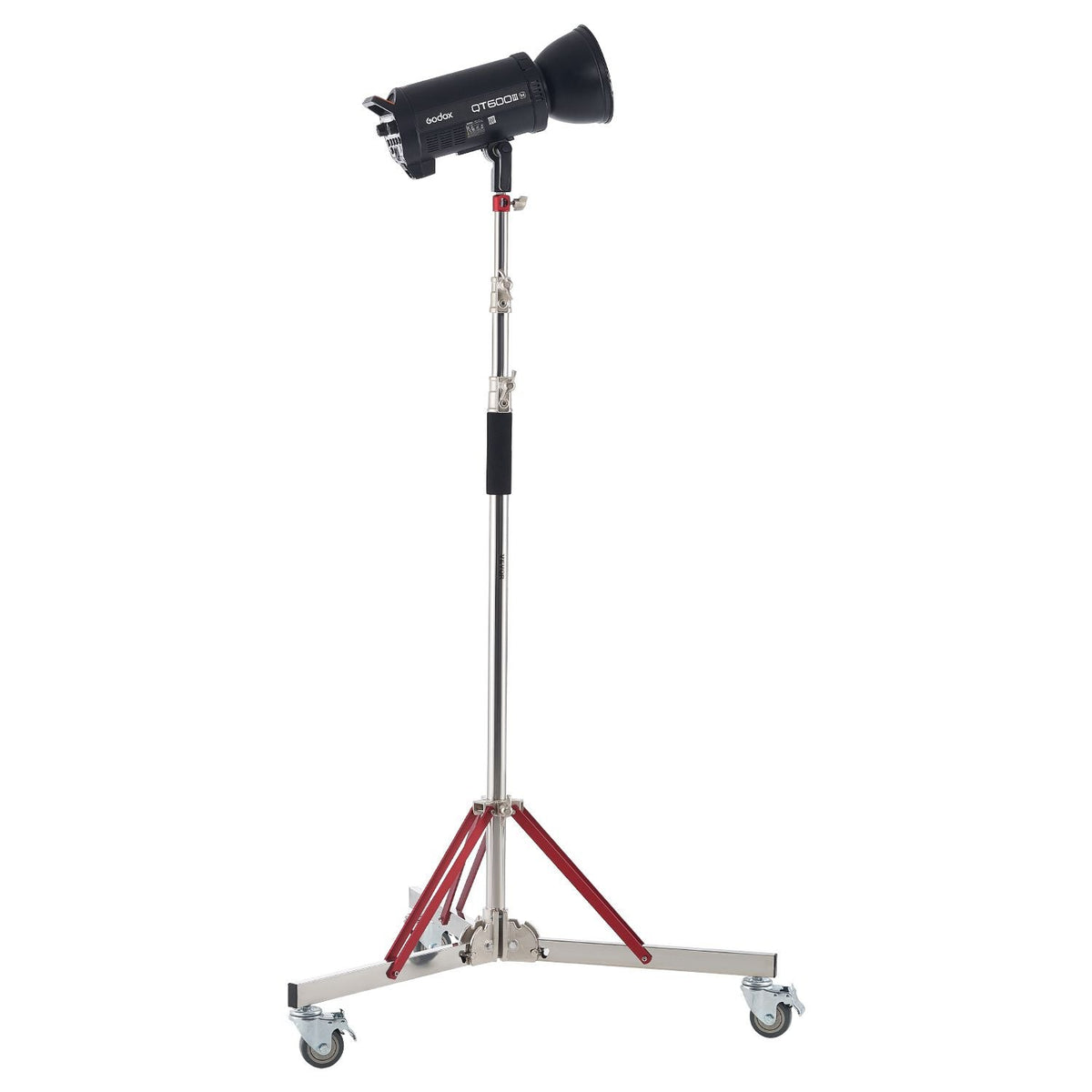 Heavy Duty Light Stand with Casters, Max Height 10.5 ft/320 cm, Adjustable Tripod Stand with Stainless Steel, Photography Wheeled Base Stand, for Studio Softbox, Monolight, Reflector Shooting