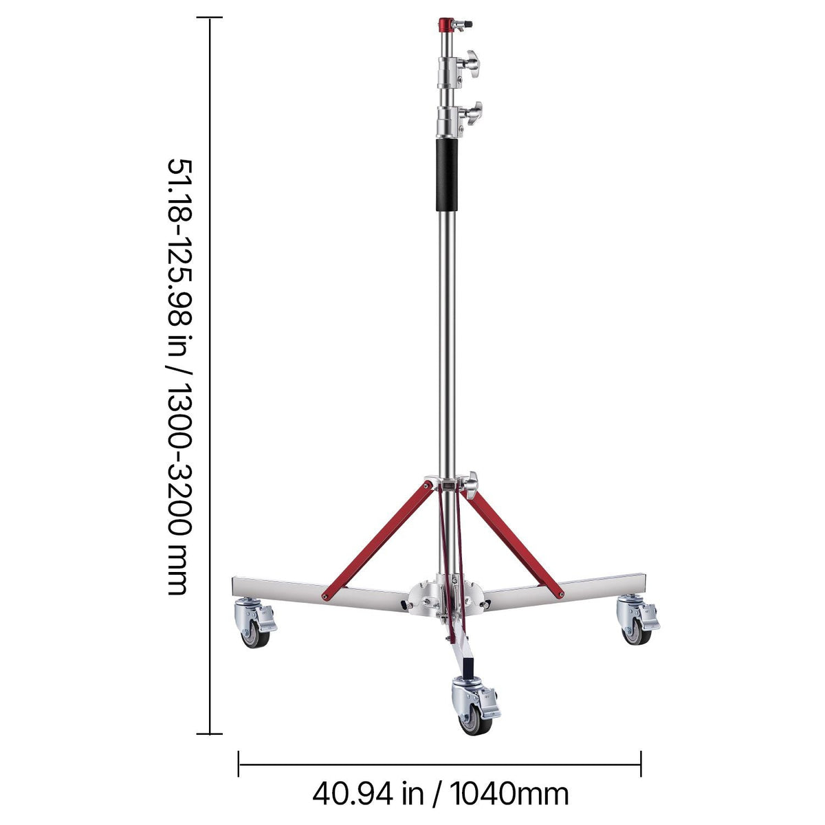 Heavy Duty Light Stand with Casters, Max Height 10.5 ft/320 cm, Adjustable Tripod Stand with Stainless Steel, Photography Wheeled Base Stand, for Studio Softbox, Monolight, Reflector Shooting