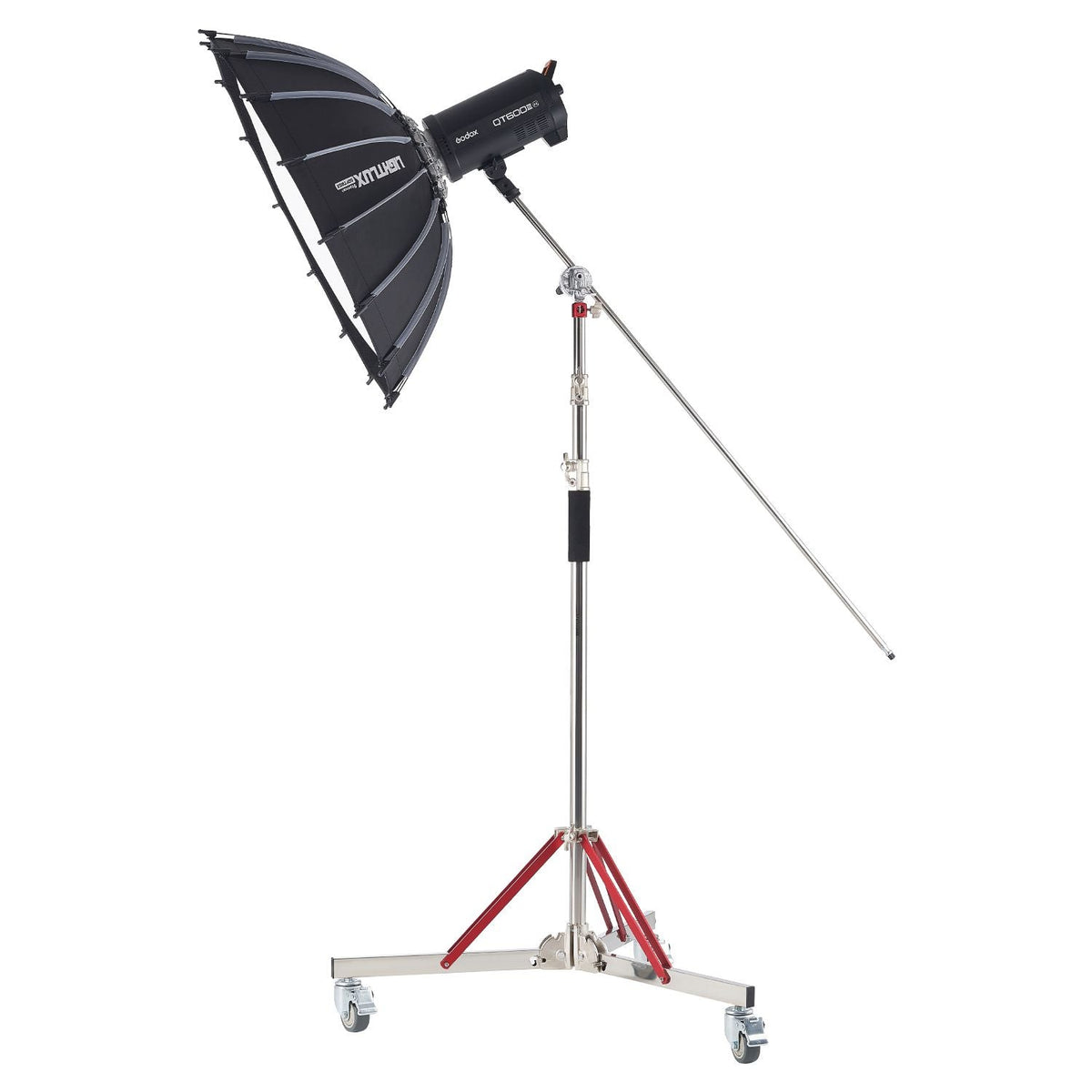 Heavy Duty Light Stand with Casters, Max Height 10.5 ft/320 cm, Adjustable Tripod Stand with Stainless Steel, Photography Wheeled Base Stand, for Studio Softbox, Monolight, Reflector Shooting
