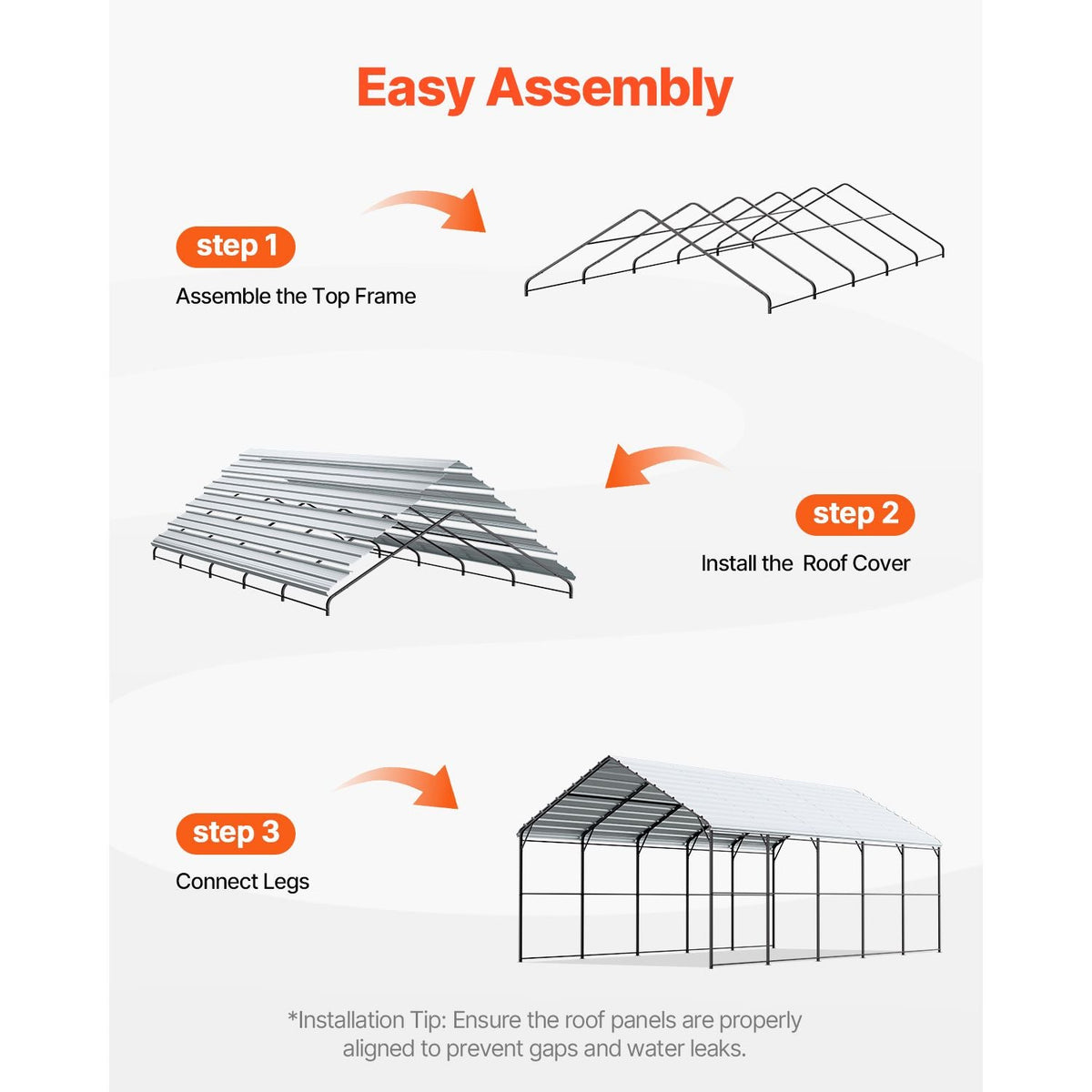 Heavy Duty Metal Carport, 13' x 26' Outdoor Carport with Galvanized Steel Frame & Roof, Car Tent Garage Shade with Removable Sidewalls, Multi-Use Car Shelter for Pickup, Boat, Car & Tractors