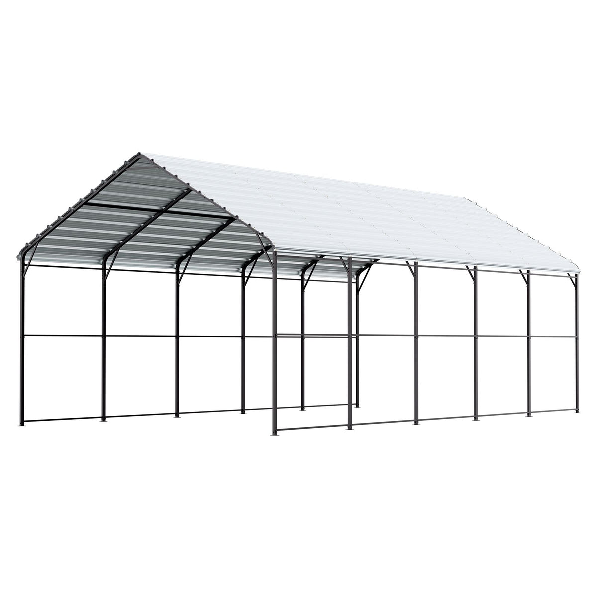 Heavy Duty Metal Carport, 13' x 26' Outdoor Carport with Galvanized Steel Frame & Roof, Car Tent Garage Shade with Removable Sidewalls, Multi-Use Car Shelter for Pickup, Boat, Car & Tractors